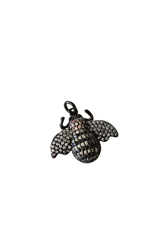 BEE Inspired Charm CZ Micro Pave Silver/Black