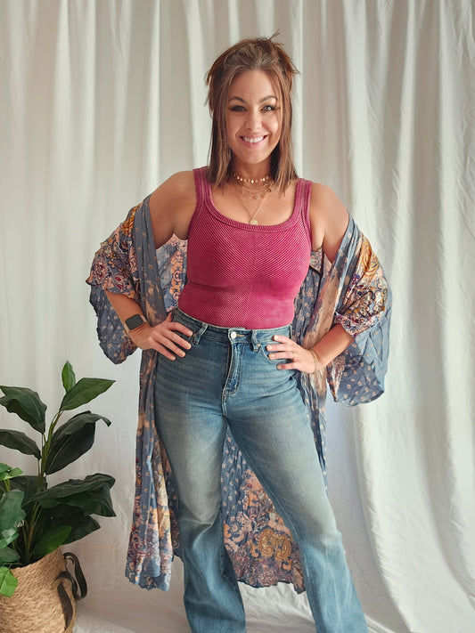 Premium Burgandy Ribbed Scoop Neck Tank|Warehouse