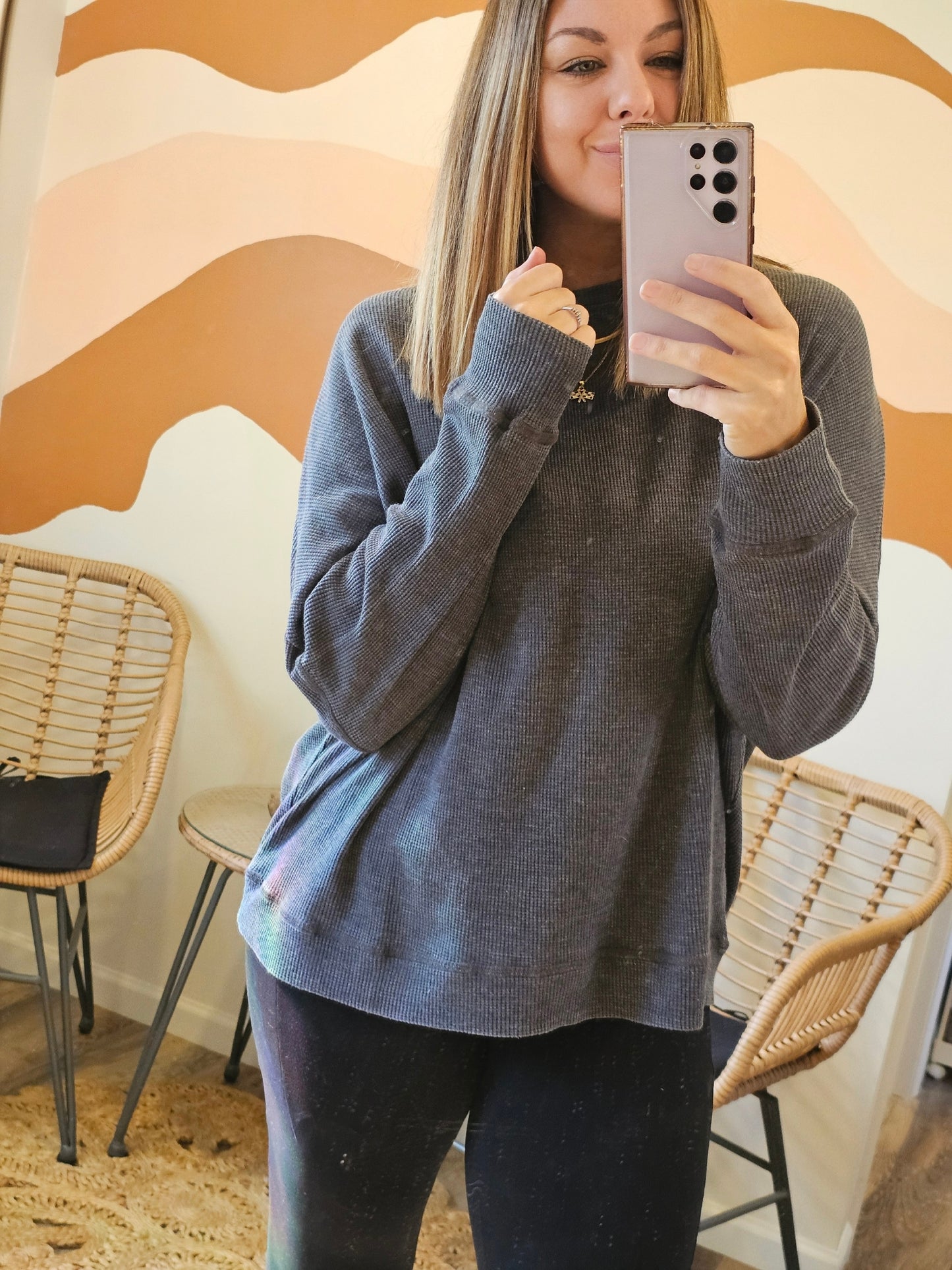 Oversized Waffle Ribbed Long Sleeve