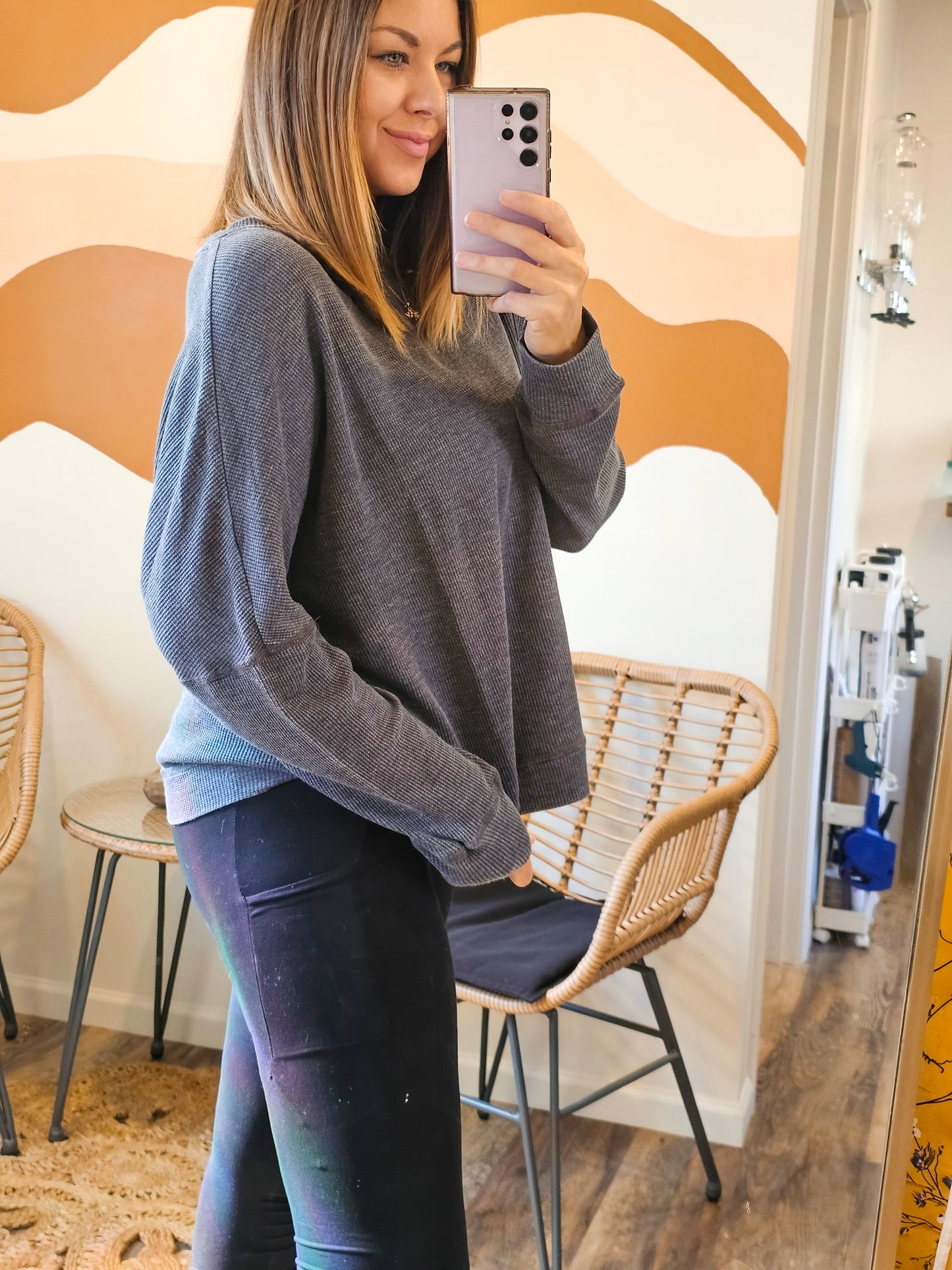 Oversized Waffle Ribbed Long Sleeve