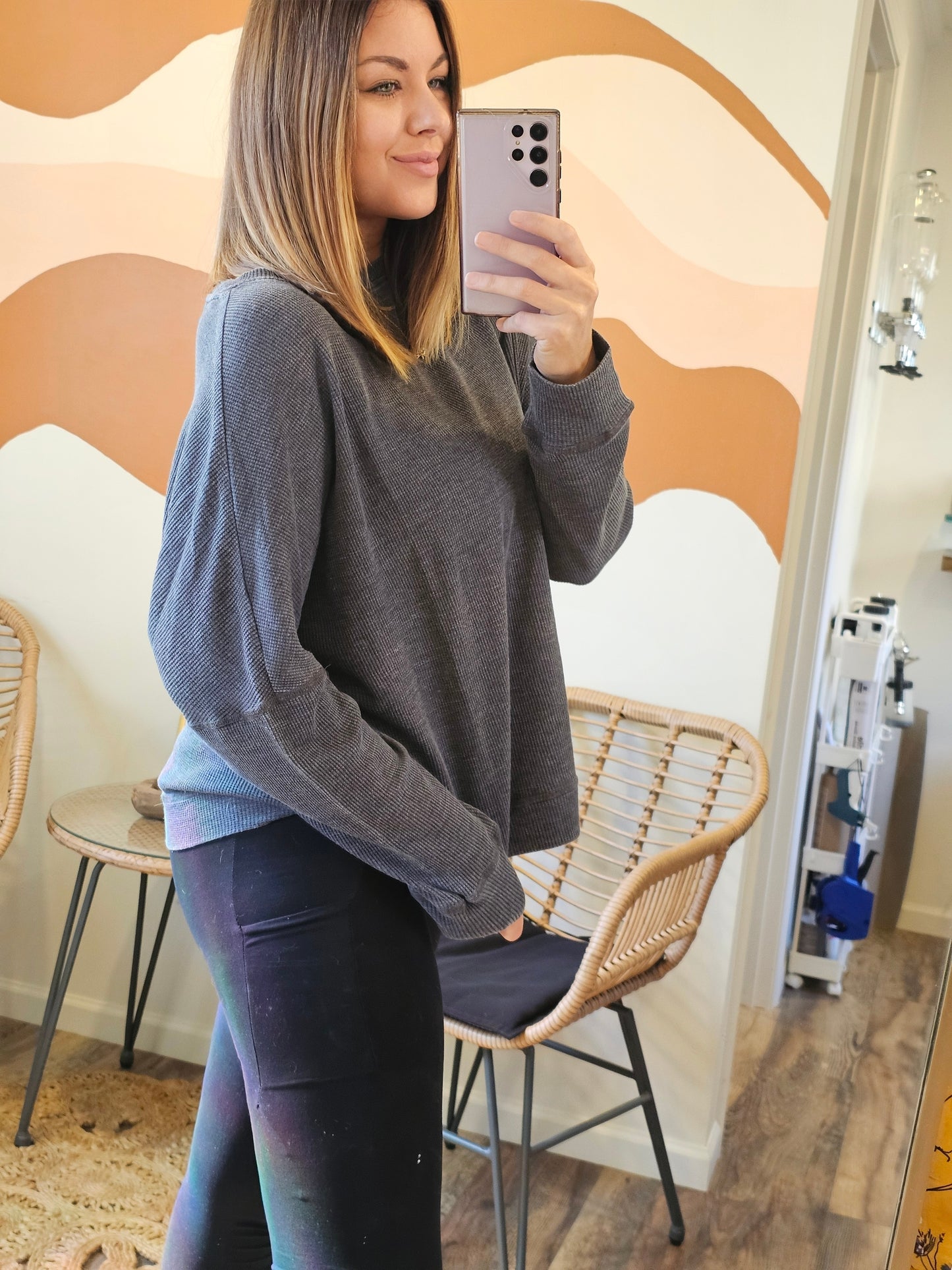 Oversized Waffle Ribbed Long Sleeve