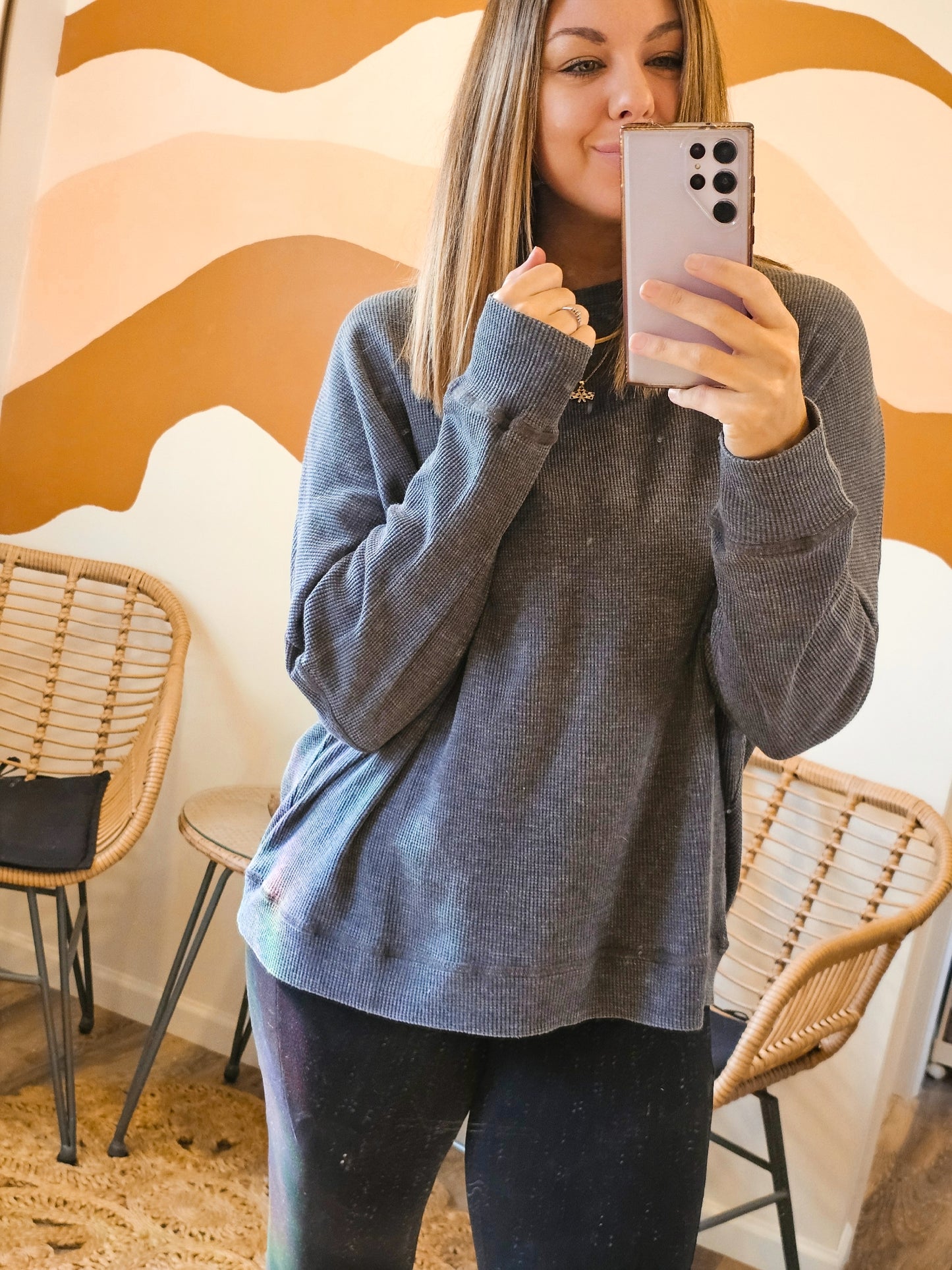 Oversized Waffle Ribbed Long Sleeve