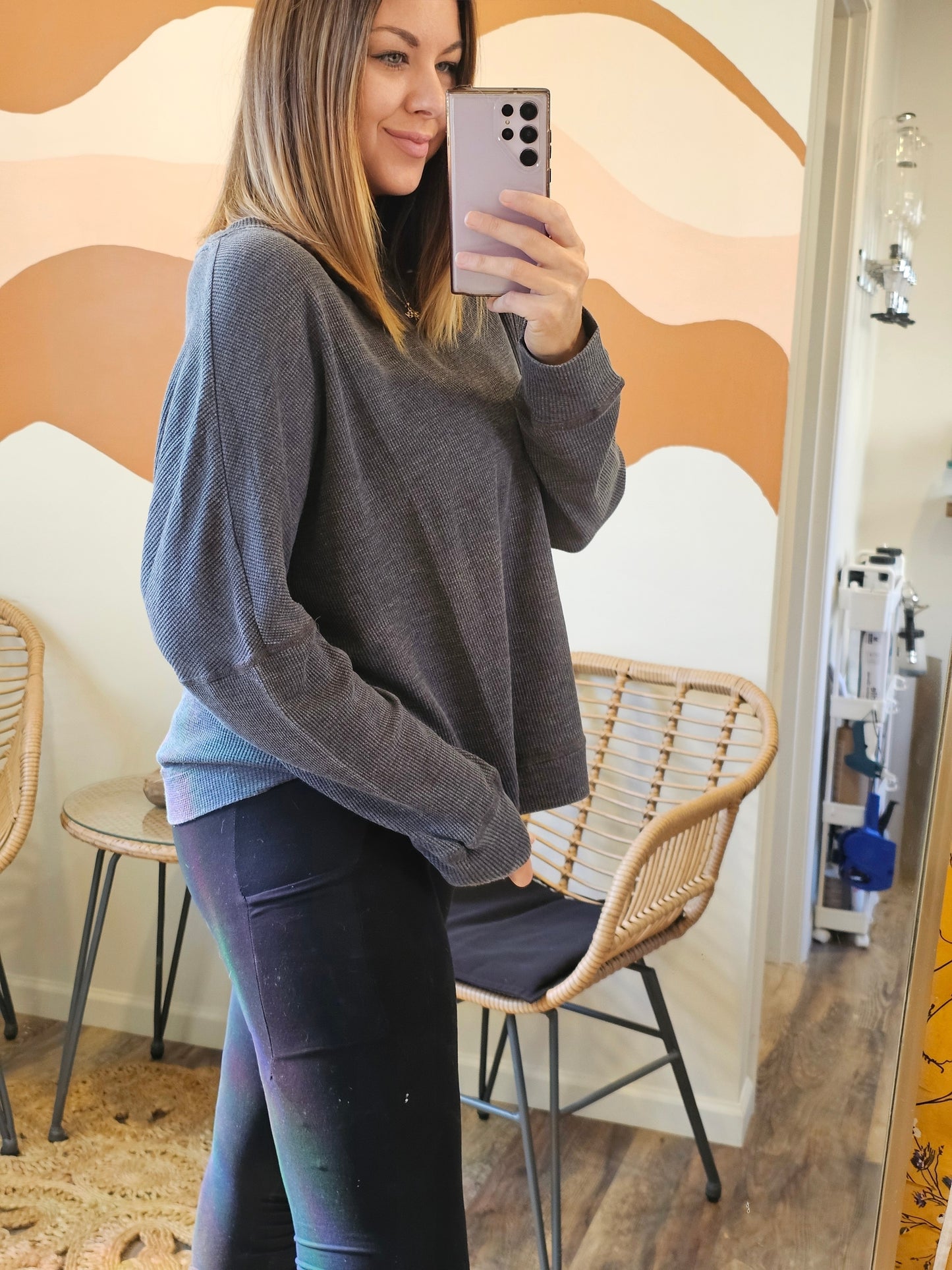 Oversized Waffle Ribbed Long Sleeve