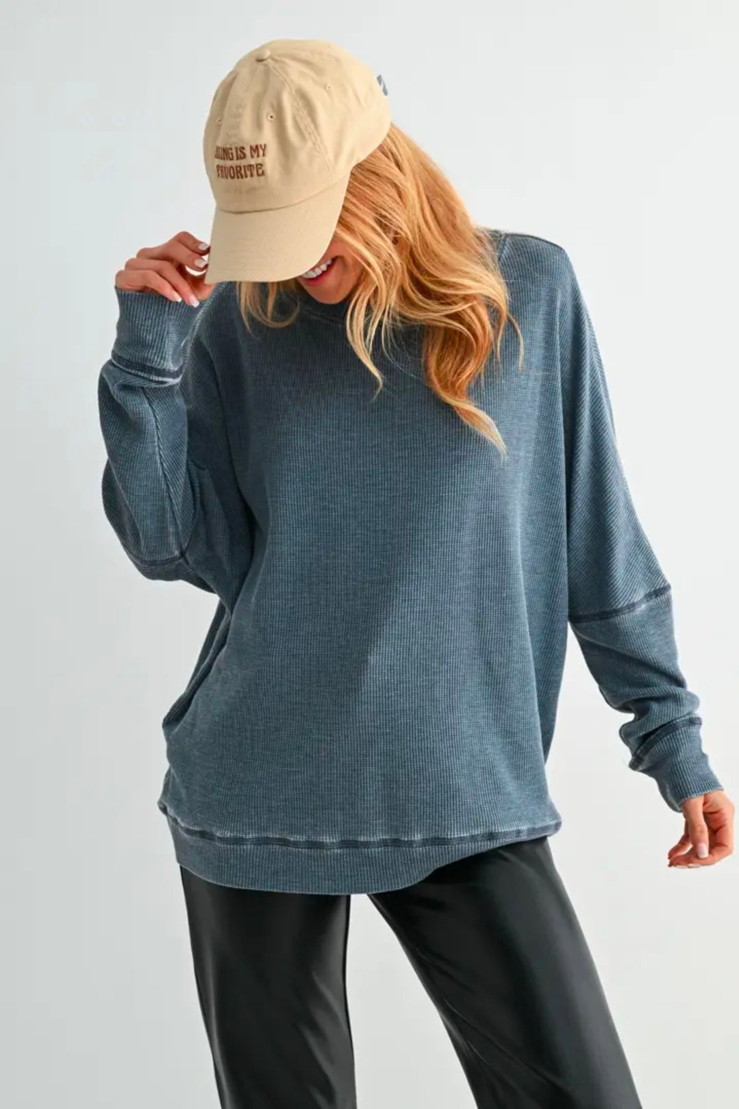 Oversized Waffle Ribbed Long Sleeve