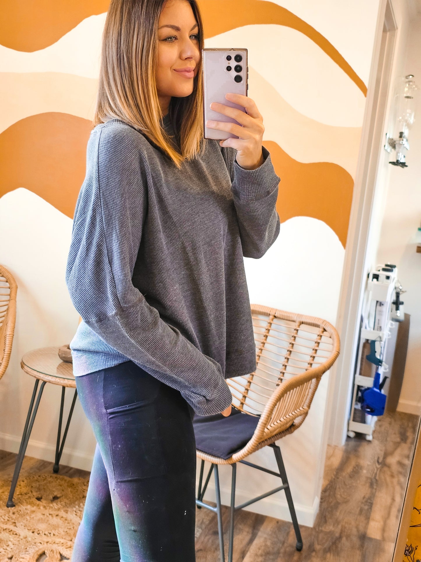 Oversized Waffle Ribbed Long Sleeve