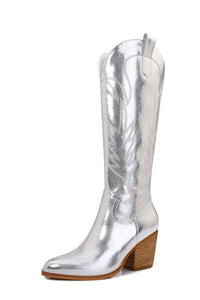 Metallic Knee High Cowboy Boots