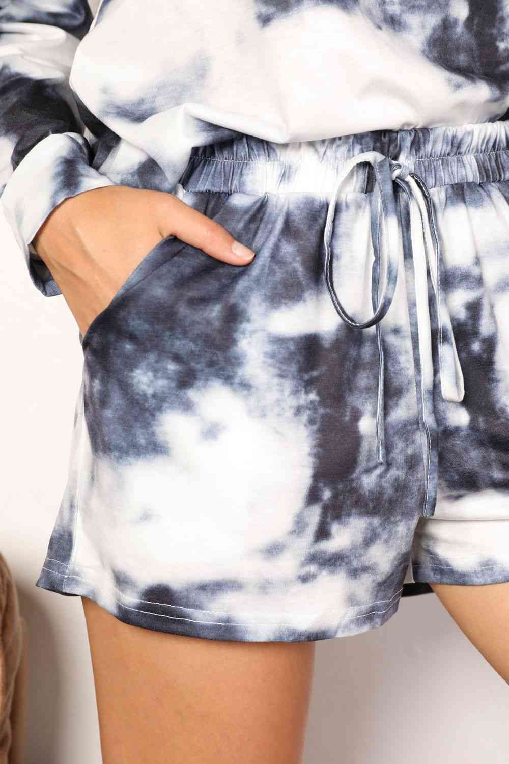 Tie-Dye Long Sleeve Top and Shorts Lounge Set