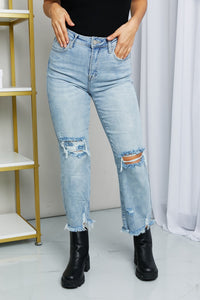RISEN Miley Distressed Fringe Hem Cropped Jeans