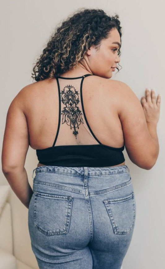 Tattoo Bralette In Black Size XS/S