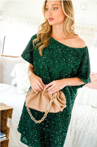 Glitz & Glamorous Sequin Dress in Emerald Green
