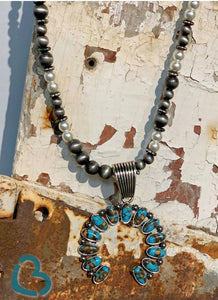 The Turlock Squash Blossom Faux Turquoise Pearl Necklace