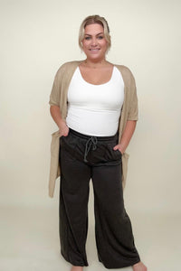 Mineral Washed Drawstring Retro Wide Leg Lounge Pants In Multiple Colors