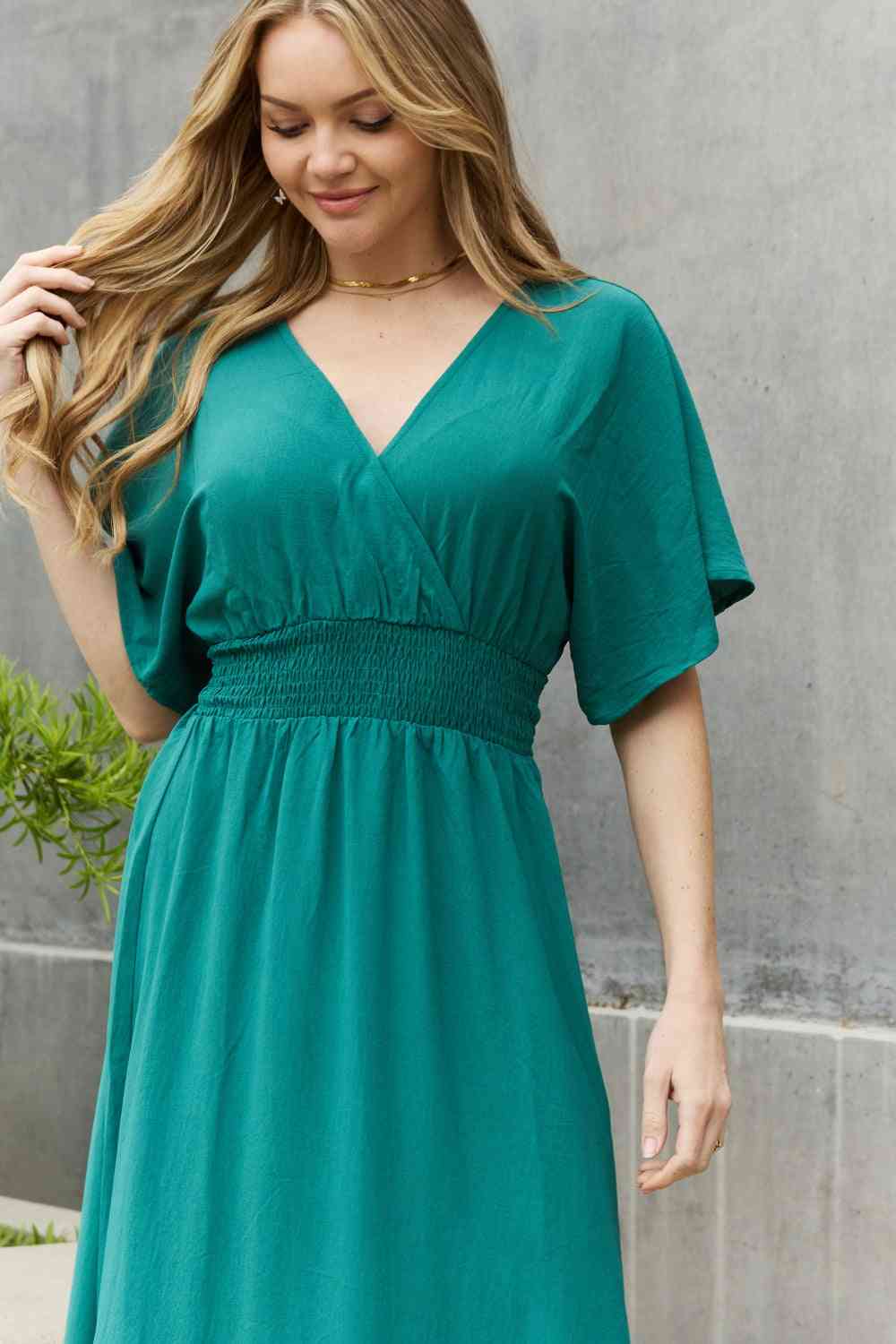 Woven Wrap Maxi Dress In Turquoise