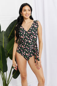 Brunch By The Pool Ruffle Faux Wrap One-Piece in Floral